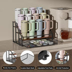 MOJOHAND Water Bottle Organizer for Stanley, 4-Tier 12 Bottles Rack with Storage Basket for Cup Accessories, Large Tumbler Holder Stand, Water Bottle Holder Wine Rack