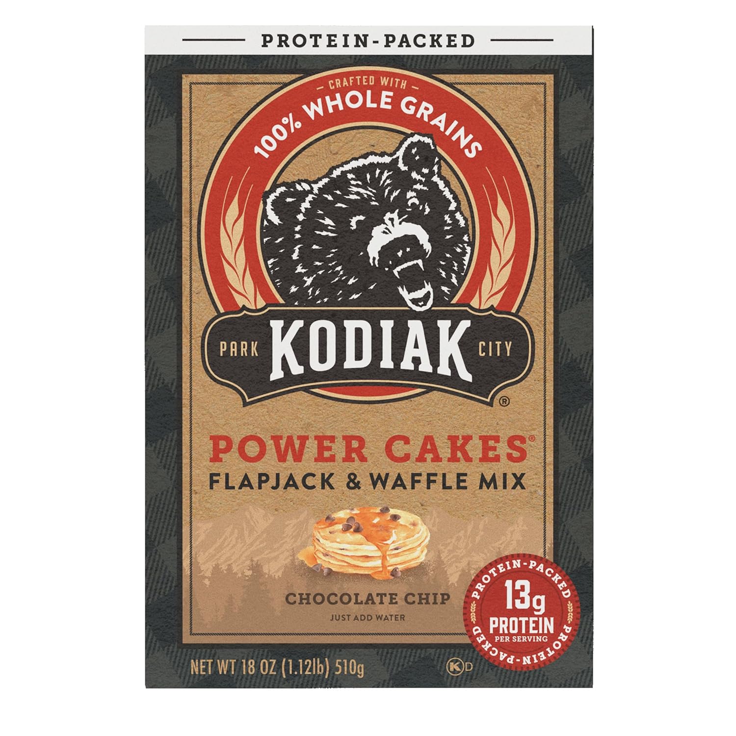 Kodiak Cakes Power Cakes, Pancake & Waffle Mix, Chocolate Chip, High Protein,100% Whole Grains (Pack of 6)