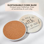 Absorbent Coaster Set of 6 with Holder, Drink Coasters for Coffee Table, Kitchen, Home Decor, Cute Ceramic Round Coasters, Alternative to Silicone, Cork or Glass Coaster (Blessed)