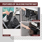 Silicone Pastry Mat Extra Large with Measurements 26''x16'' for Reusable,Non-slip Silicone Baking Mat, Counter, Dough Rolling, Oven Liner,Fondant/Pie Crust (Translucent_Grey, 16''W x 26''L)