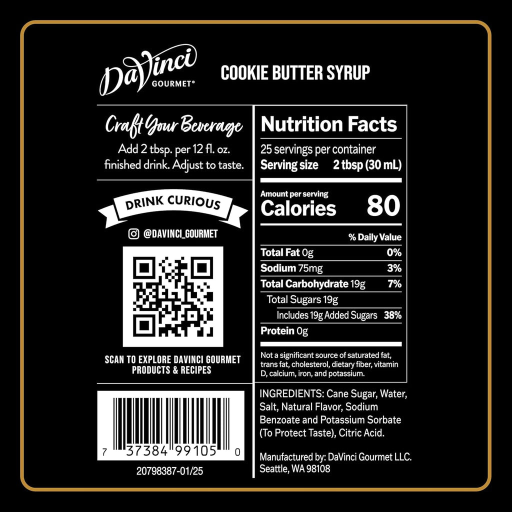 DaVinci Gourmet Cookie Butter Syrup, 25.4 Fluid Ounces (Pack of 1)