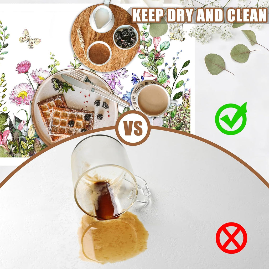 Watercolor Flower and Butterfly Dish Drying Mat for Kitchen Counter Absorbent Coffee Mat with Hide Stain Rubber Backed Espresso Machine Coffee Bar Accessories 15.7 x 23.6 Inch