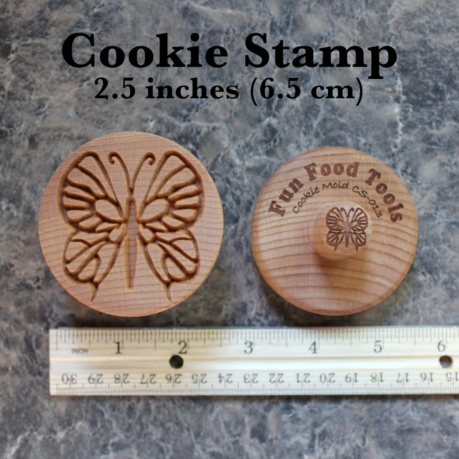 Wood Cookie Stamp, 2.5 Inch (Butterfly CS-013)