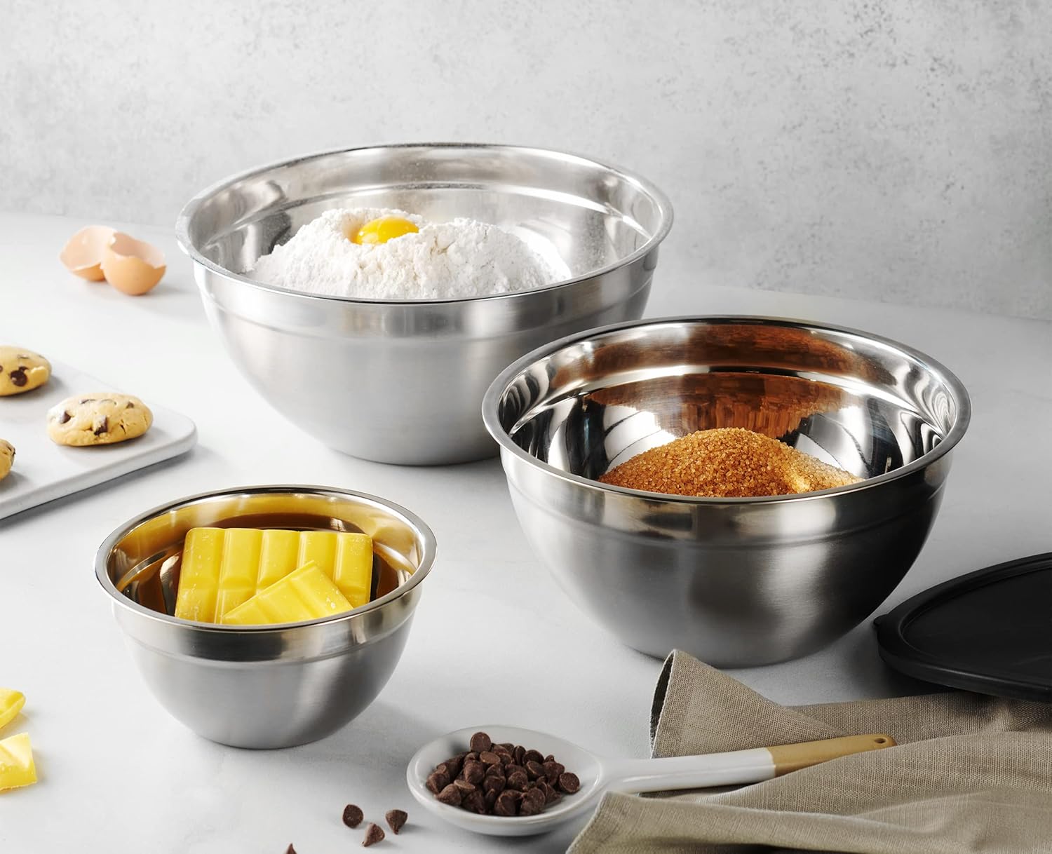 Mixing Bowls with Lids Set, Stainless Steel Mixing Bowls with Airtight Lids, Nesting Mixing Bowl Set for Space Saving Storage, Ideal for Cooking, Baking, Prepping & Food Storage