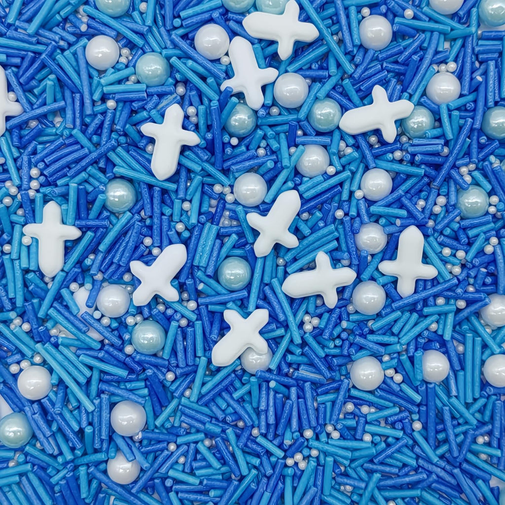White Cross & Blue Series Sprinkles Edible Toppers Cake Decorating Mixed Size Cake Decorations Cupcake Toppers Cookie Decorating Perfect for Cakes,Cupcakes,Desserts Toppings 3OZ