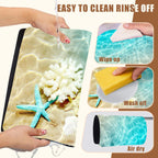 Starfish and Seashell Coffee Mat Beach Dish Drying Mat for Kitchen Counter Hide Stain Rubber Backed Absorbent Coffee Bar Accessories Fit Under Coffee Maker Coffee Pot Espresso Machine 11.8 x 19.7 Inch