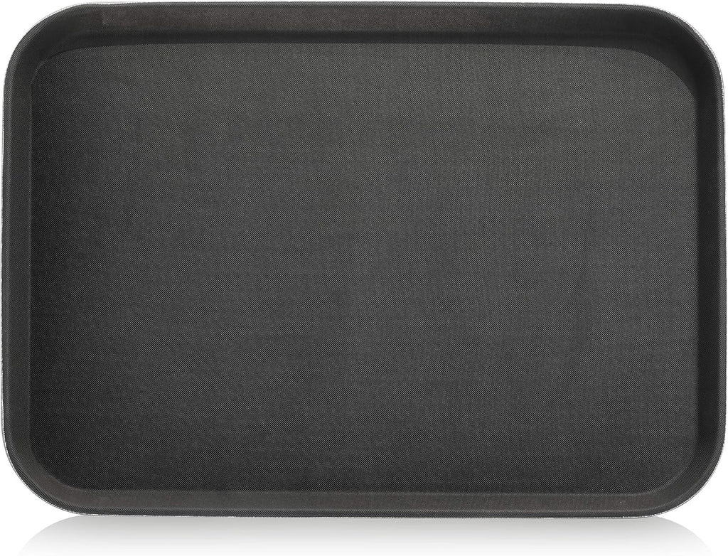 New Star Foodservice Restaurant Grade Non-Slip Tray, Plastic, Rubber Lined, Rectangular (Black, 16-Inch x 22-Inch)