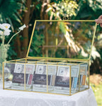 NCYP Glass Tea Bags Organizer Box, 11.4" x 7.1" x 4.5" Coffee Bag Storage Box, 6 Grids Compartments Handcrafted Brass Jewelry Counter, Display Case, Handmade (Glass Box Only)