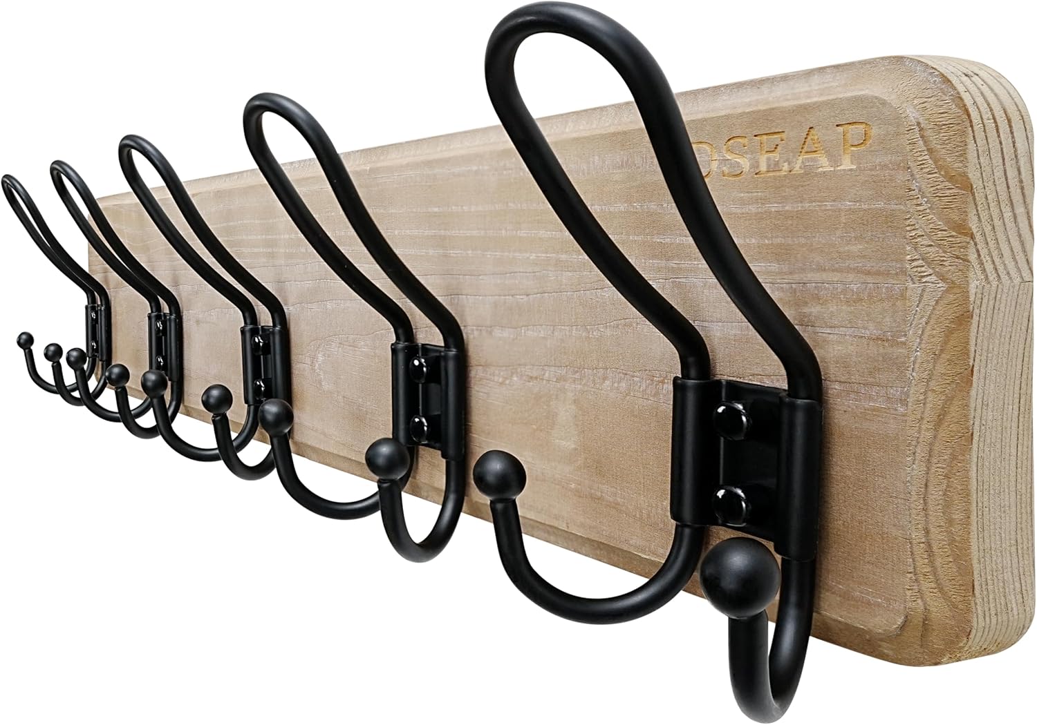 Dseap Coat Rack Wall Mounted - Heavy Duty Farmhouse Rustic Wall Coat Hanger with 5 Wire Hooks for Clothes Hat Jacket Towel, RusticWire, J1-5A, Weathered Brown & Black