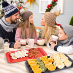 TP Grilling Prep and Serve Trays, 17" BBQ Tray for Meat Marinating and Food Plating, Melamine Serving Platters Set of 2 Grilling Accessories, Black and Red