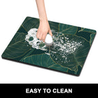 Rnivvi Dish Drying Mat for Kitchen Counter, 16 x 18" Boho Theme Absorbent Heat Resistant Drying Pad with Non-slip Rubber, Coffee Bar Mats for Dish Rack Kitchen Decor Accessories, Tropical Palm