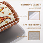 Fall Pumpkin Gnomes Dish Drying Mat Maple Leaves Autumn Large Kitchen Mats Dish Drying Pad Absorbent Dish Dryer Mat for Kitchen Countertops Microfiber Drainer Pad Dish Drying Mats (18x24 in)