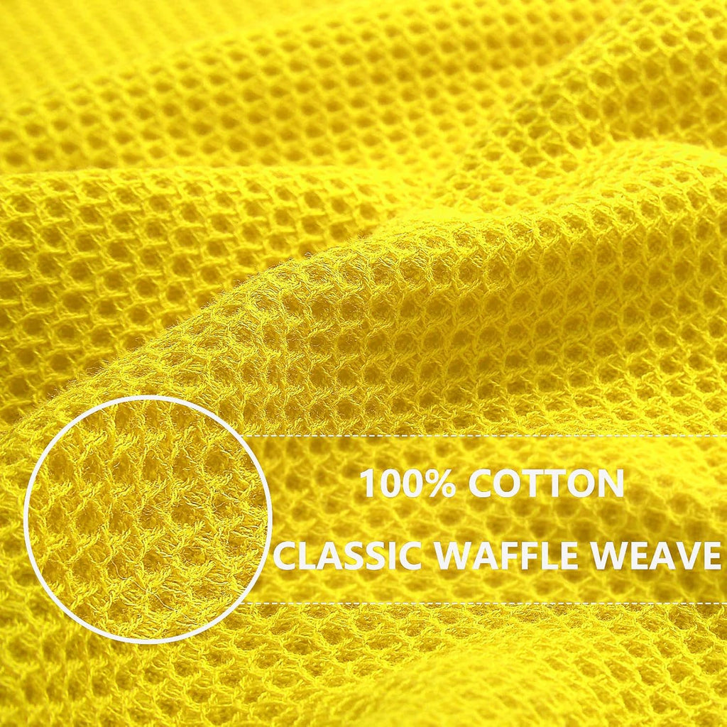 Homaxy 100% Cotton Waffle Weave Kitchen Dish Cloths, Ultra Soft Absorbent Quick Drying Dish Towels, 12 x 12 Inches, 6-Pack, Yellow
