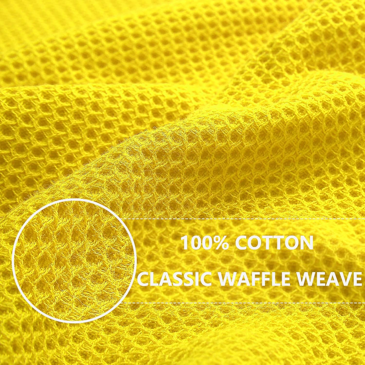 Homaxy 100% Cotton Waffle Weave Kitchen Dish Cloths, Ultra Soft Absorbent Quick Drying Dish Towels, 12 x 12 Inches, 6-Pack, Yellow