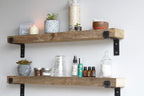 Urban Legacy Accent Shelves | Reclaimed Barn Plank | Set of 2 with Full Brackets (Natural 30" x 7" x 2")