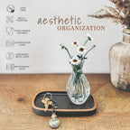 Mora Ceramic Decorative Tray - Rectangle 6.4in Dish for Jewelry, Perfume, Makeup, Accessories, Candle, in The Bathroom Vanity, Bedside, or Kitchen Counter. Cute Organizers - Black