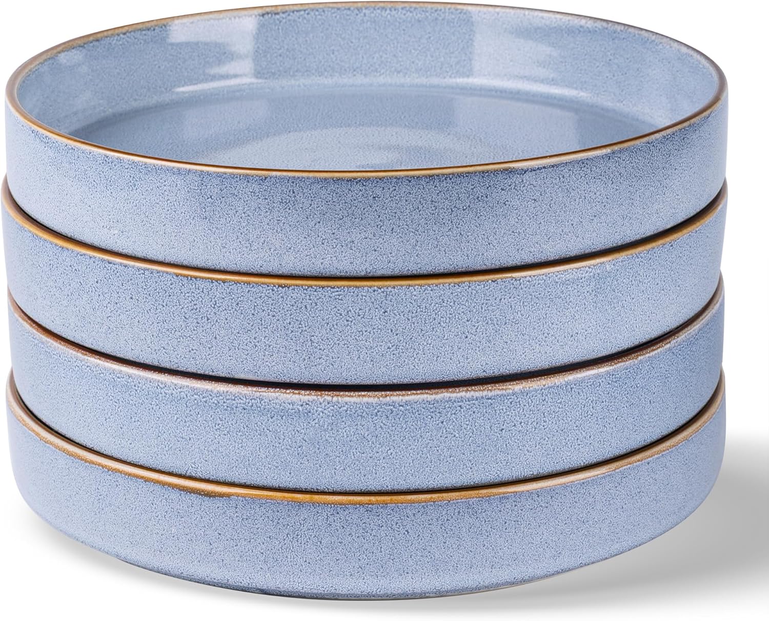GBHOME 9'' Large Ceramic Pasta Bowls, 32oz Stoneware Pasta Serving Bowls Set of 4 for Kitchen, Wide Bowls for Fruit,Pasta,Salad,Oatmeal,Meal, Microwave Safe, Reactive Glaze-Brunnera Blue