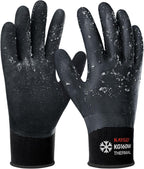 KAYGO Winter Waterproof Work Gloves for Men and Women, Thermal Insulated Freezer Rubber Coated Gloves,Super Grip,KG160, Small