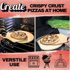 Large Pizza Stone for Oven 16 inch - Round Pizza Stone for Grill with Handles, Wood Pizza Peel and Cutter Set - Baking Stone for Bread - Pizza Making Kit Accessories - Gifts for Food Lovers