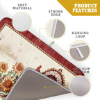 Rustic Turkey Dish Drying Mat for Kitchen Countertop 18x24 inch Fall Thanksgiving Pumpkin Sunflowers Harvest Dish Drainer Mats Fast Drying Farmhouse Country Style Dish Drying Pad Holiday Decor Large