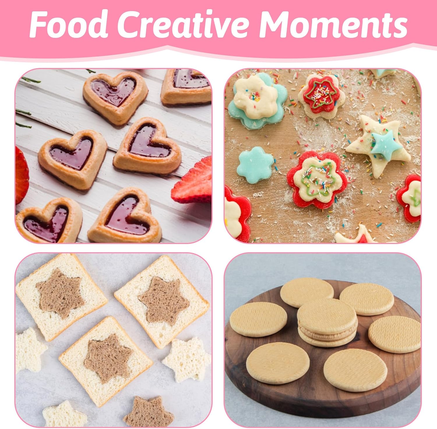 12 Pcs Cookie Cutters Biscuit Cutter Fruit Cutter Shapes Stainless Steel Fondant Cake Mold Heart Flower Star Round Shapes Metal Cutters for Baking