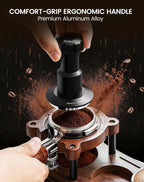 Espresso Tamper Kit, 51mm Spring-Loaded Calibrated Coffee Tamper with Click Feedback, Self-Leveling Ripple Base, Espresso Press Tool Compatible with 51mm Espresso Machines Portafilter, Black