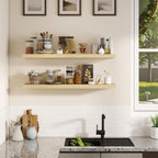 Fun Memories Rustic Real Wood Floating Shelves, 8 Inch Deep Floating Shelf Wall Mounted, 36" W x 8" D Wall Shelves Storage Shelves for Living Room, Bedroom, Bathroom, Burlywood, Set of 2