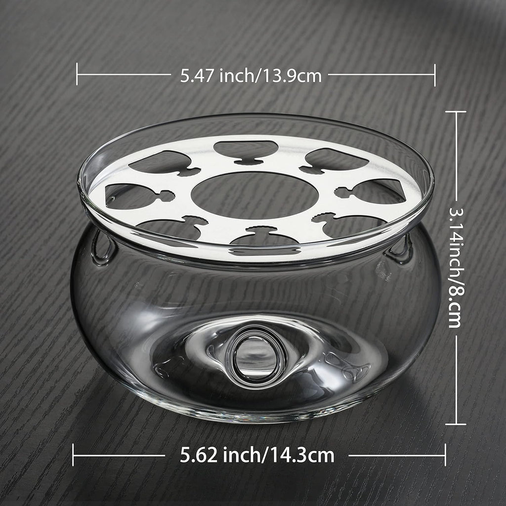 CnGlass 33.8oz Glass Teapot with Removable Infuser,Stovetop Safe Tea Kettle with Glass Tea Warmer 5.3 in/13.5cm Diameter