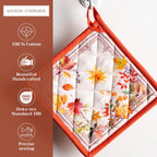 Maison d' Hermine Pot Holders Set 100% Cotton Heat Resistant Potholders 8" x 8" Hot Pads with Loop BBQ, Cooking, Baking, Grilling, Kitchen, Handling Hot Pans (Pack of 2, Amarante)