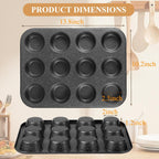 Muffin Cupcake Pan, Nonstick 12 Cupcake Tray, Cheesecake Pan for Baking