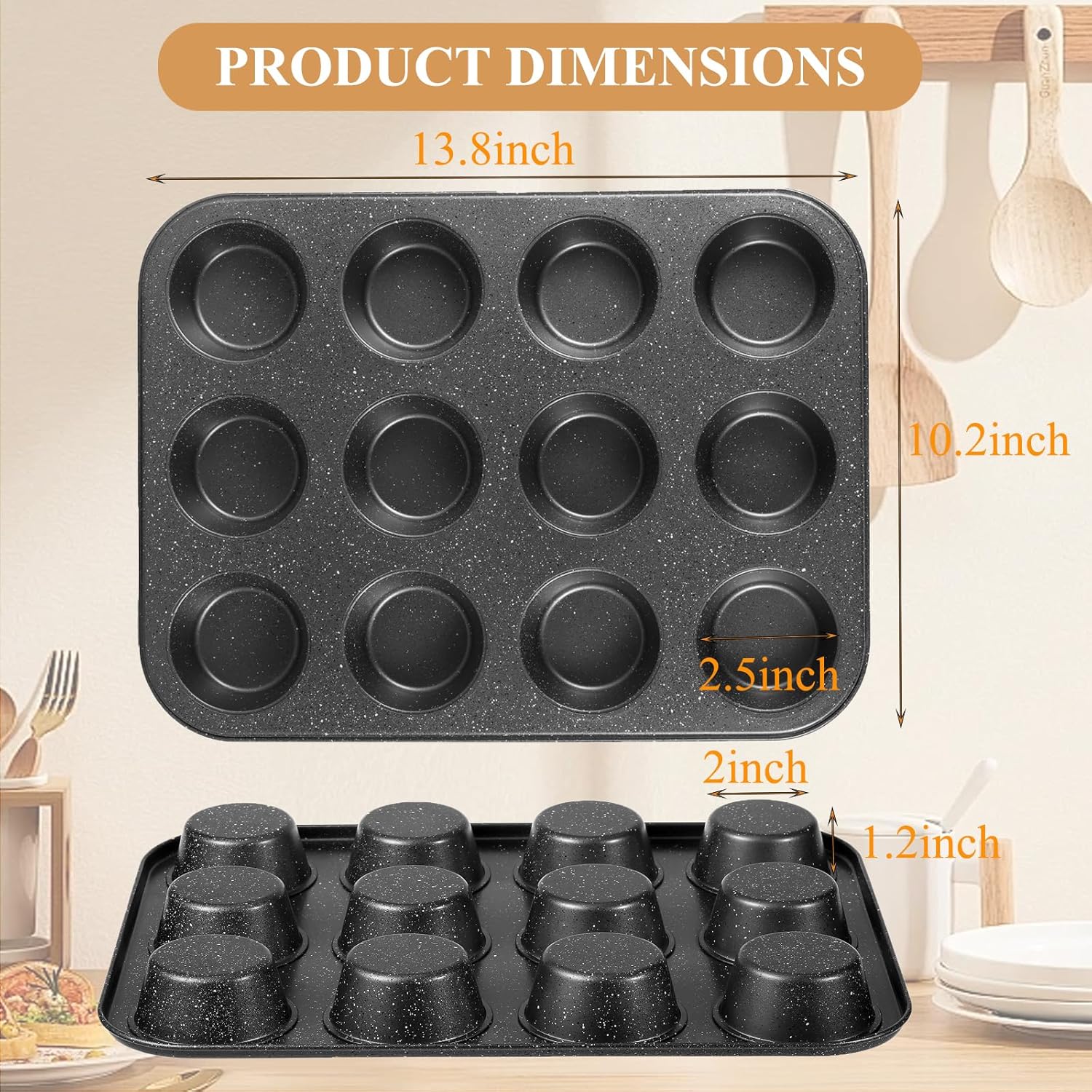 Muffin Cupcake Pan, Nonstick 12 Cupcake Tray, Cheesecake Pan for Baking