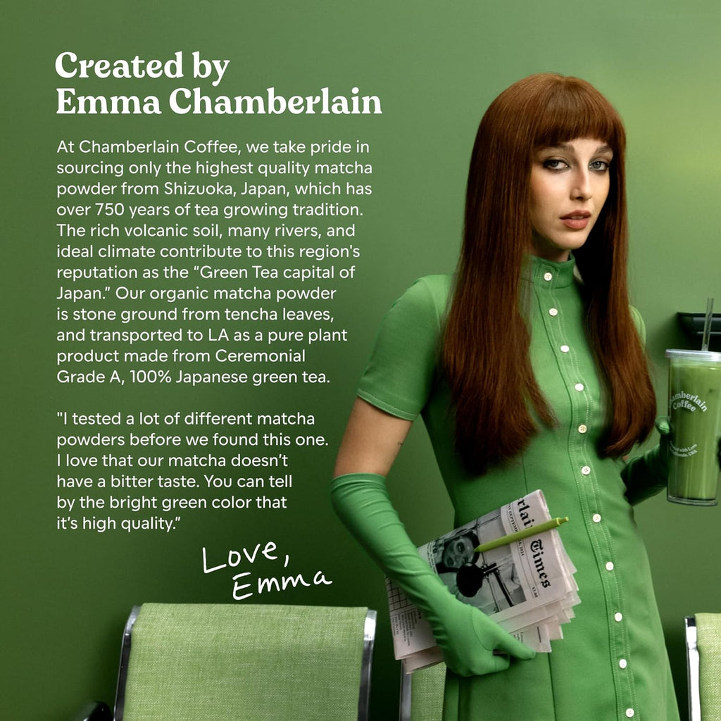 Chamberlain Coffee Chocolate Matcha Green Tea Powder - Rich Cocoa + Ceremonial Grade Matcha - Hot or Iced - Organic, Vegan & Gluten-Free Matcha Powder - 1.06 oz