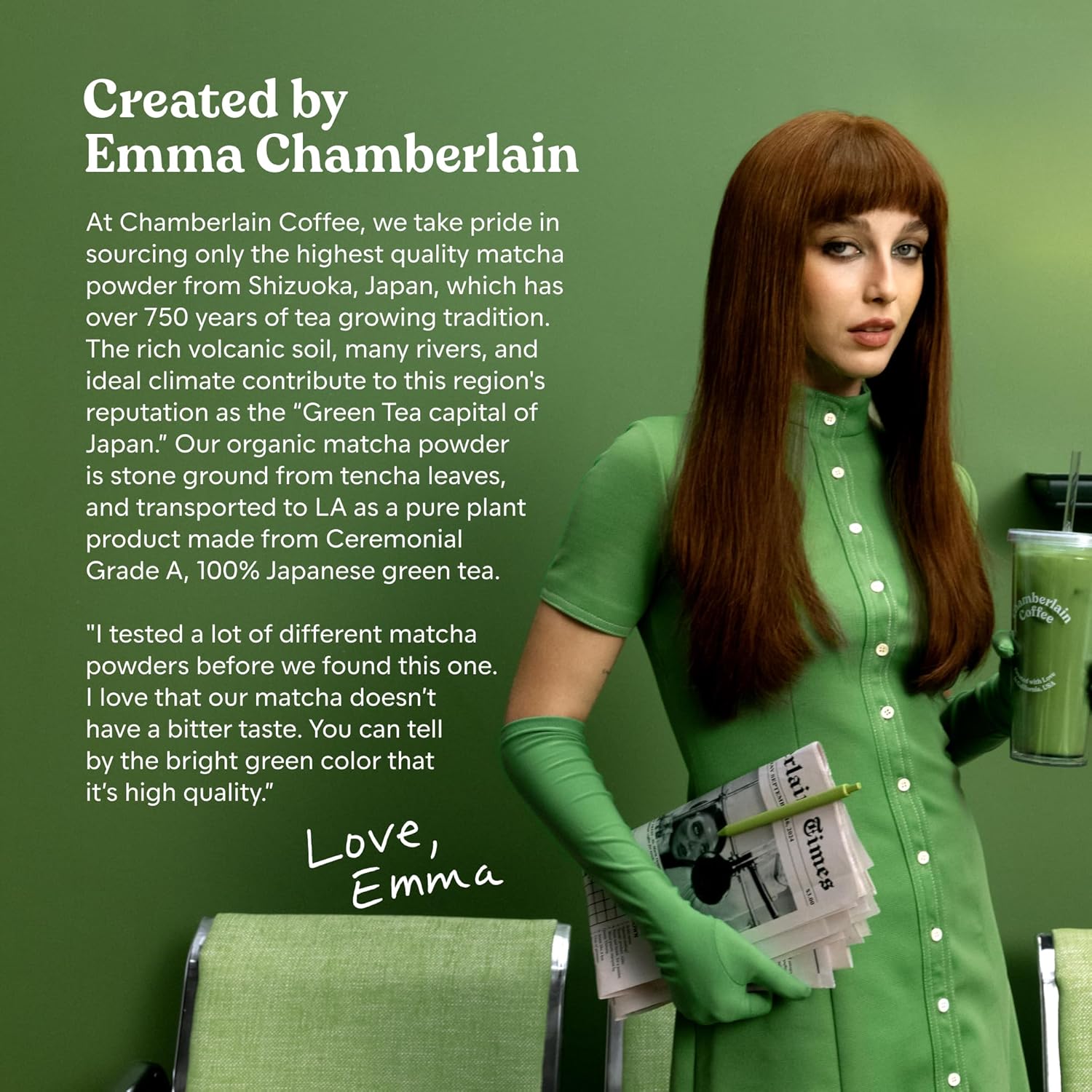 Chamberlain Coffee Chocolate Matcha Green Tea Powder - Rich Cocoa + Ceremonial Grade Matcha - Hot or Iced - Organic, Vegan & Gluten-Free Matcha Powder - 1.06 oz