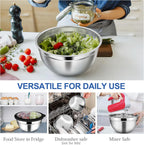 TeamFar Mixing Bowls, 4.5/3/1.5 QT Stainless Steel Nesting Salad Bowls with Airtight Lids, For Serving/Mixing/Storing/Prepping, Non-Toxic & Sturdy, Visible & Easy Clean, Black, Set of 3