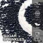 Black Pearl Sugar Sprinkles, Edible Black Sprinkles for Cake Decorating, 150g/5.29oz, Baking Cake Decorations, Ice Cream Toppers, Cupcakes, Cookies, Birthday, Wedding Party Chirstmas Supplies