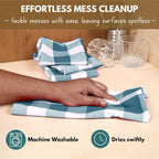 Native Fab 6-Pack Kitchen Towel with Hanging Loop 16x26 inches, Cotton Buffalo Check Kitchen Towels for Cleaning Drying, Washcloths Soft & Absorbent Cloth Rags, Bar Towel, Dish Cloth, Teal Green