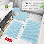 Arotive Luxury Chenille Bathroom Rug Mat, Extra Soft Thick Absorbent Shaggy Bath Rugs, Non-Slip Machine Wash Dry, Plush Bath Mats for Bathroom, Shower and Tub, 24x16, Blue