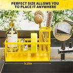 Cisily Yellow Sink Caddy Organzier with High Brush Holder, Sponge Holder for Sink, 304 Rustproof Stainless, Kitchen Countertop Soap Dispenser Organizer,Yellow Kitchen Decor and Accessories