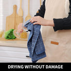 Homaxy 100% Cotton Terry Kitchen Towels(Navy Blue, 13 x 28 inches), Checkered Designed, Soft and Super Absorbent Dish Towels, 8 Pack