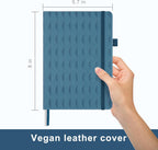 &And Per Se Dotted Journal Notebook for Women&Men with Pattern, A5 Leather Hardcover, 160 Pages 100GSM Thick Dotted Paper, 3 Sheets of Stickers Included(Blue)