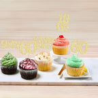 Gyufise 24Pcs 60th Birthday Cupcake Toppers Cheers to 60 Fabulous Sixty Cupcake Picks Vintage 1965 Decorations for 60th Birthday Wedding Anniversary Party Cake Decorations Supplies Gold