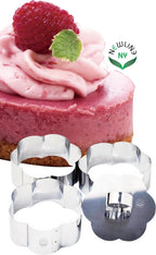 NEWLINE NY Stainless Steel Dessert Rings (4 Pcs) Flower Shape Molded Appetizers Salads Pastries Mousse Molding Layering Cutter