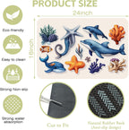 Sea Animals Dish Drying Mat Dolphins Starfish Anemones Kitchen Mat 16"x24" Bsorbent Coffee Maker Mat for Dishes,Utensils Coffee Maker Pots and Pans Easy Clean Dish Slip Resistant Pad