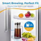 Sleek Cold Brew Coffee Pitcher & Iced Tea Maker - 1.0L/34oz Borosilicate Glass Carafe with Stainless Steel Filter, Sealed Lid & Integrated Handle, Dishwasher Safe (Black)