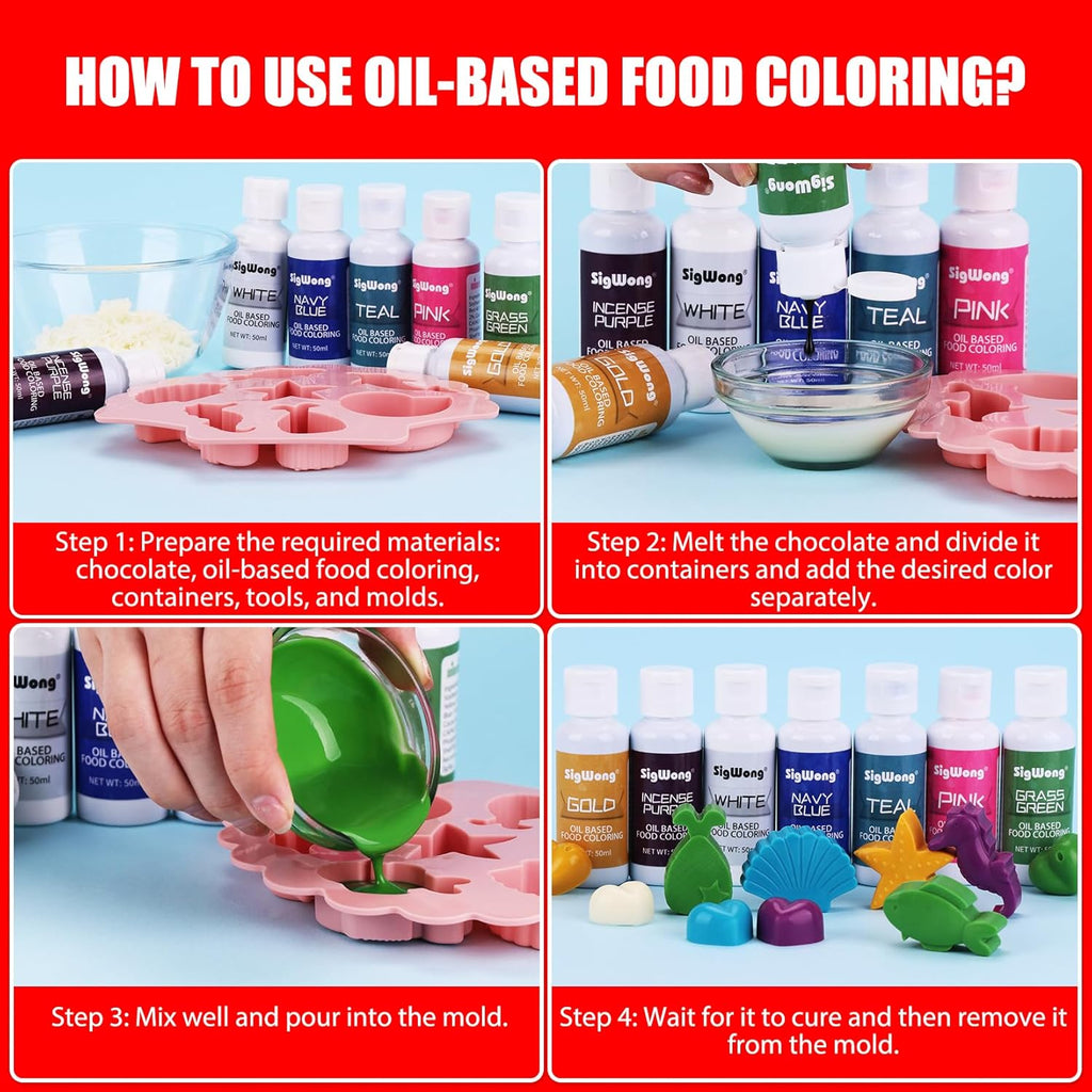 Oil Based Food Coloring for Chocolate - 50ml Red Upgraded Edible Oil Based Food Dye for Cake Decorating, Baking, Candy Melts, Cookie, Icing Frosting, Fondant, Meringues - 1.69 Fl.Oz Bottles