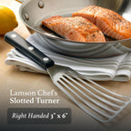 Lamson 3' x 6" Chef's Slotted Turner with Walnut/POM Handle - Right-Hand (Black)