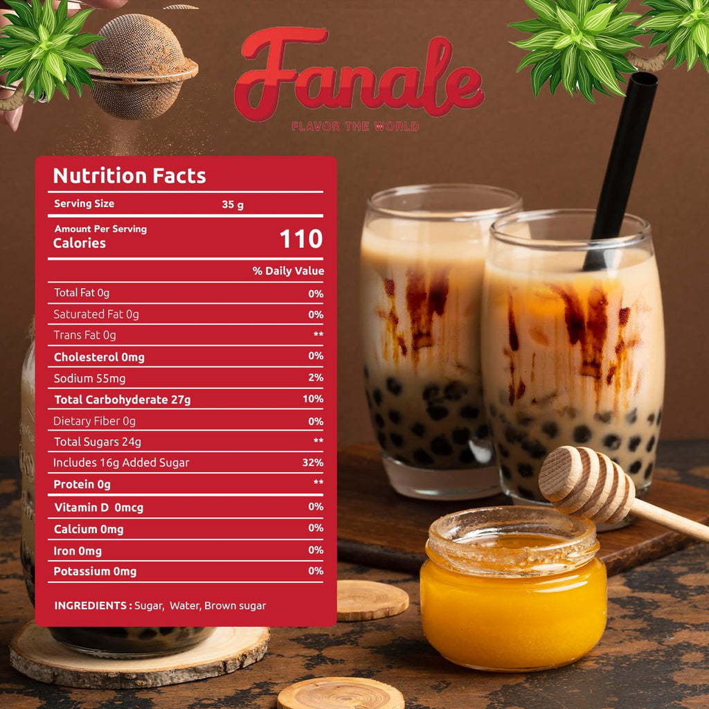 Fanale Brown Sugar Boba Tea Kit with Boba Pearls, US Boba Co Tapioca Pearl Made in USA 1 Pound, Brown sugar boba milk tea, Hand Crafted Brown Sugar Syrup 12 oz for Bubble Milk Tea Coffee Desserts