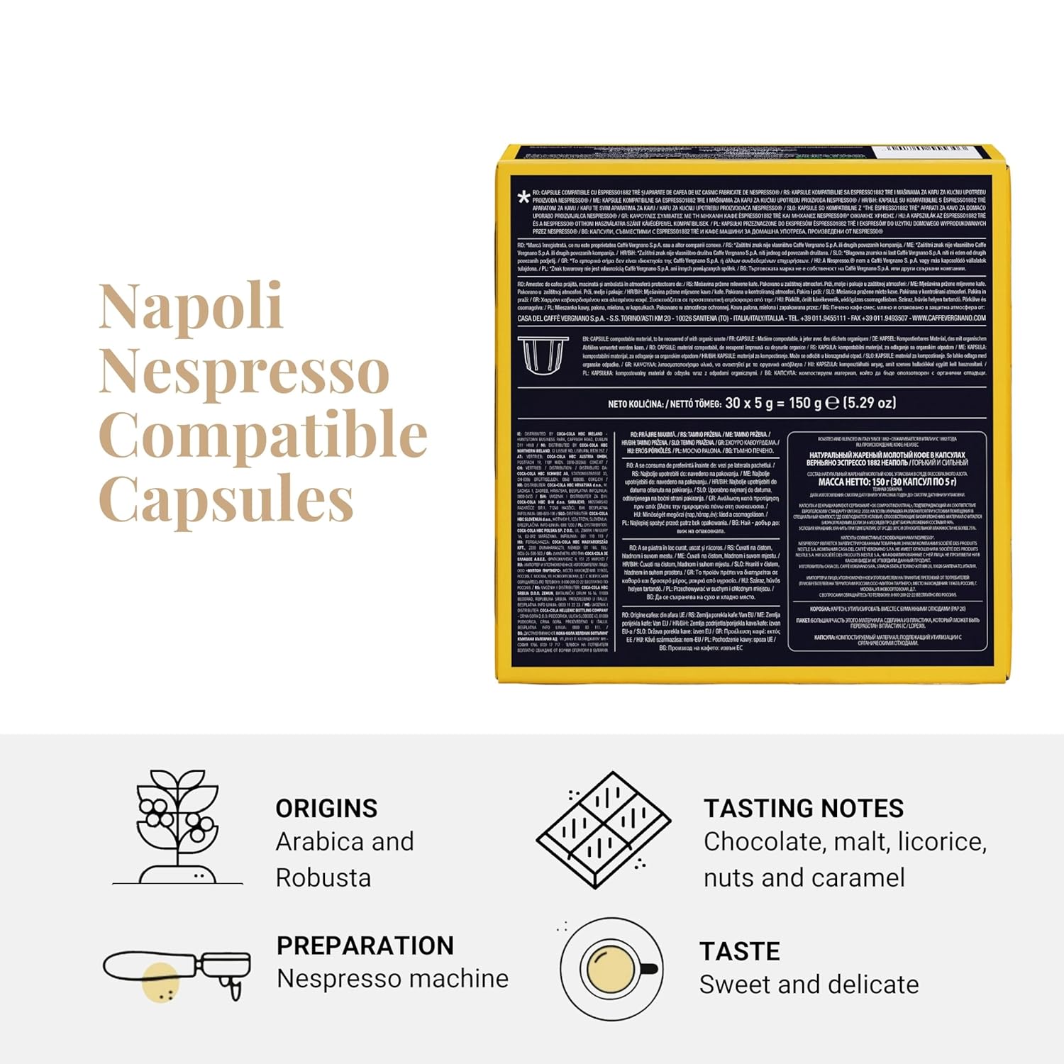 Caffe' Vergnano 1882 Medium Roast Espresso Original Line Machine Compatible Capsules