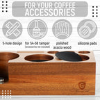 Espresso Tamping Station, Acacia Wood Tamper Station, 54-58 MM Coffee Tamper Holder, Espresso Machine Accessories