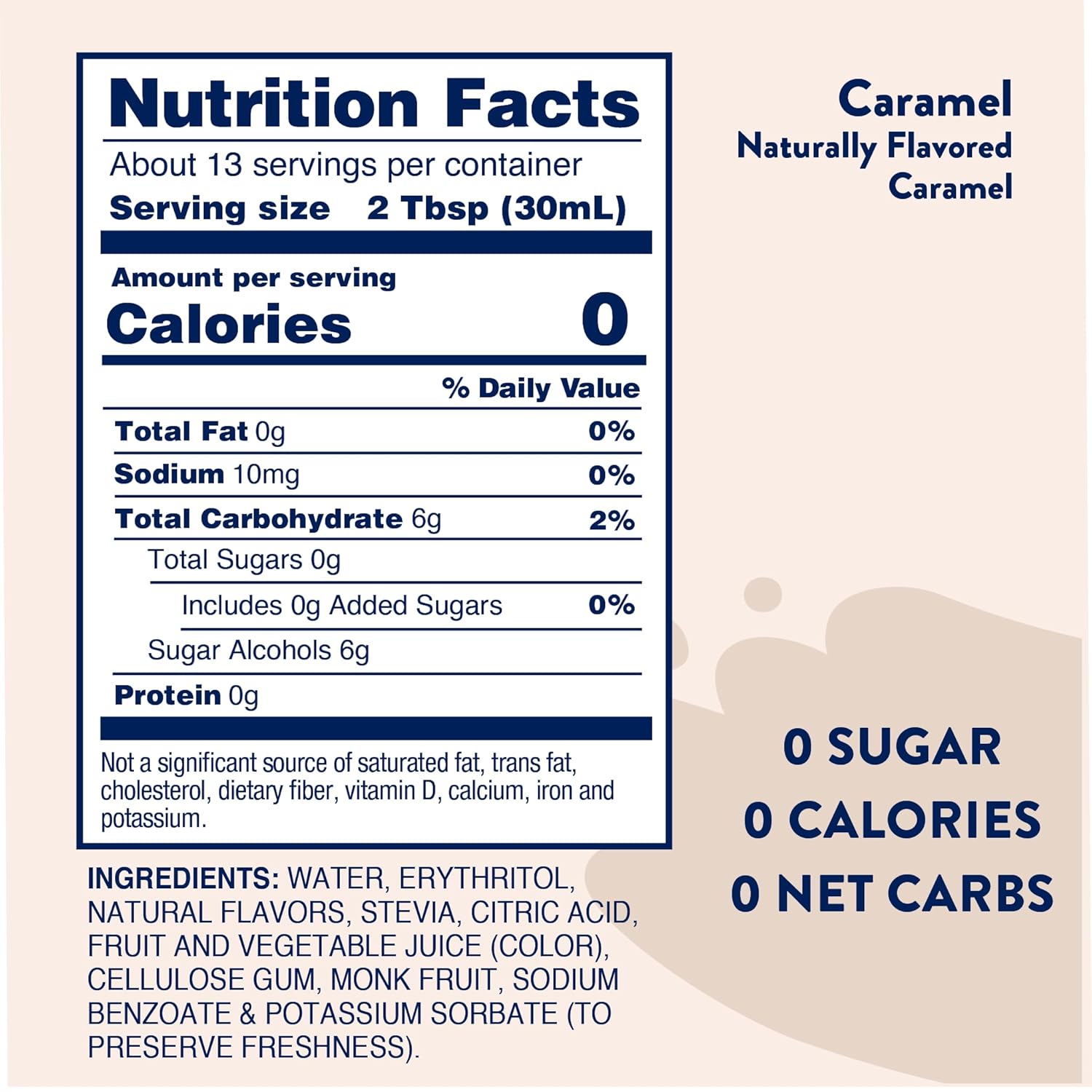 Jordan's Skinny Syrups Sugar Free Coffee Syrup, Caramel Flavor Drink Mix, Zero Calorie Flavoring for Chai Latte, Protein Shake, Food, Gluten Free, Keto Friendly, 25.4 Fl Oz, 1 Pack